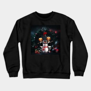 Cute dark christmas elf with snowman. Crewneck Sweatshirt